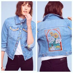 Anthropologie Pilco the Letterpress embroidered denim jacket 17862